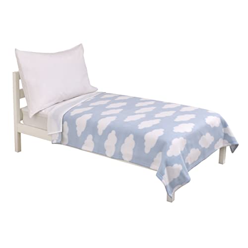 NoJo Toddler Cloud Blanket - Light Blue & White Super Soft Plush, 40x50 inches