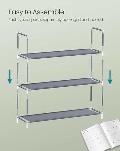SONGMICS 3-Tier Slim Shoe Rack for Hallway & Closet, Grey