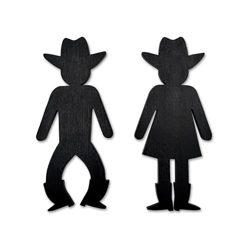 Rustic Western Bathroom Decor Sign - Set of 2 Cowboy Signs