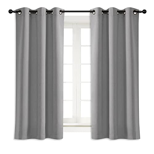 NICETOWN Thermal Insulated Blackout Curtain Panel - 34" x 63" Silver Grey