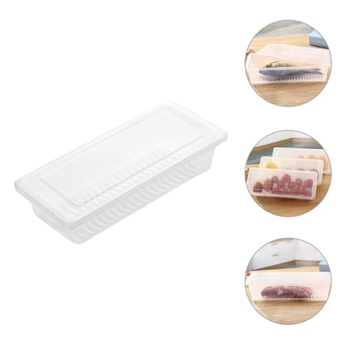 GARVALON Small Square Fruit Storage Container for Refrigerator with Lid and Draining Design