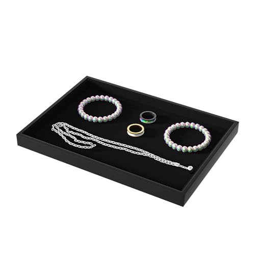 Julysky Velvet Jewelry Organizer Tray for Drawer - Black, Elegant Storage for Rings, Necklaces & Bracelets