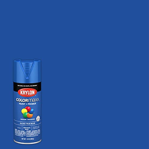 Krylon COLORmaxx Spray Paint and Primer, Gloss True Blue, 12 oz (Pack of 2)