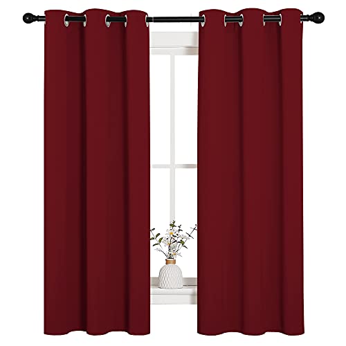 NICETOWN Burgundy Red Blackout Curtains - 34x63 inch Pair