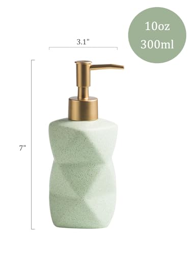 SHIIANN Matte Ceramic Soap Dispenser, 10oz Refillable Bottle - Mint Green