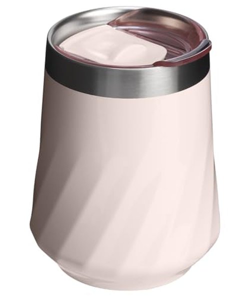 STANLEY The Reserve Textured Wine Tumbler | 11oz | Splash-Proof Lid | Cold Drinks & Cocktail Cup | Insulated Stainless Steel Wine Glass | Rose Quartz Gloss