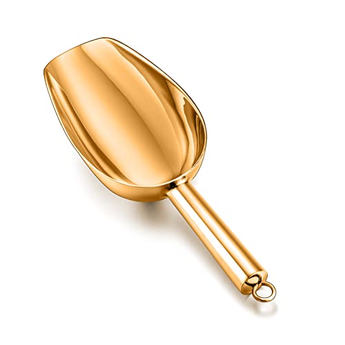 TeamFar 5oz Gold Stainless Steel Ice Scoop - Heavy Duty & Ergonomic