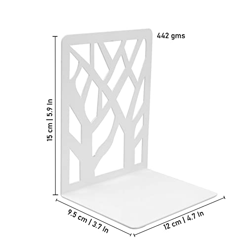 Spillbox White Metal Bookends - Heavy Duty Non-Slip Holders