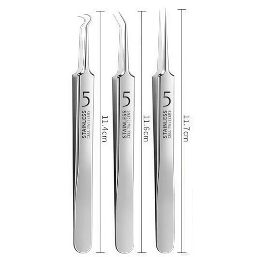 Zhuluck 3-Piece Blackhead Remover Tweezer Kit with Storage Box