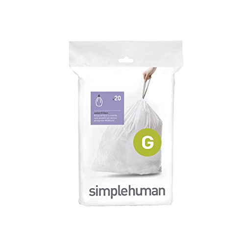 Simplehuman CW0166 Custom-Fit Can Liner 20 Pack for Kitchen Trash Bins