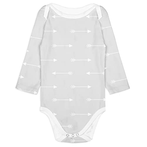 BaeBae Goods Long Sleeve Baby Bodysuit Set - Grey/White Triangles, 12 Months