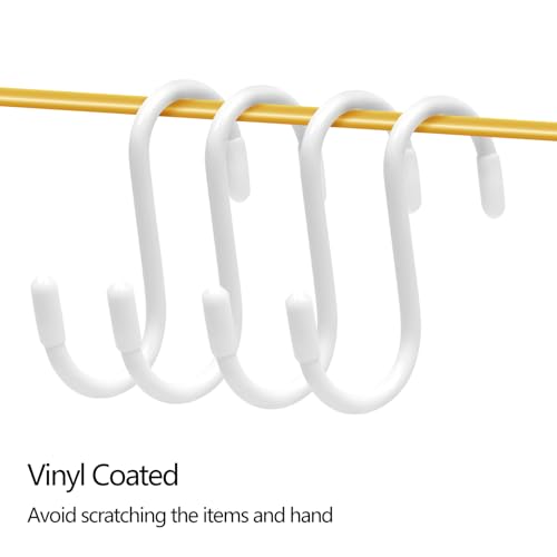 Tingheng 3-Inch Vinyl Coated S Hooks - Heavy Duty Non-Slip White (10 Pack)