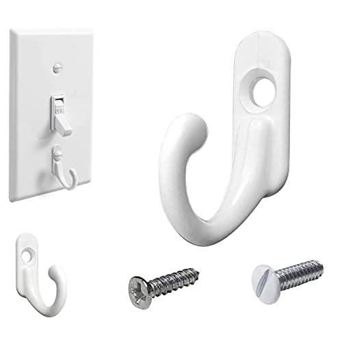 Chanvoo Light Switch Plate Hooks, 3 Pack White Wall Mounted Utility Hooks