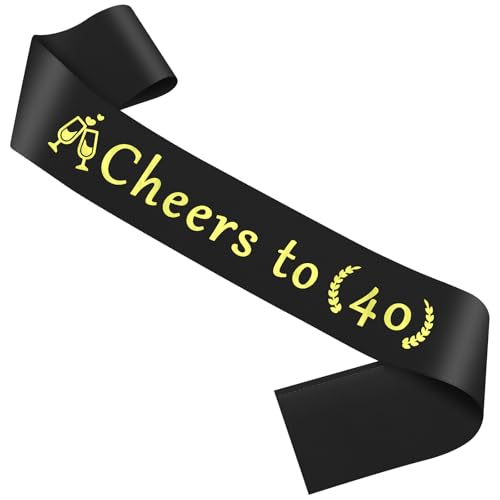 40th Birthday Sash - Black Satin Celebratory Gift for Men & Women