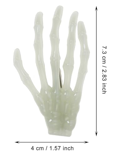 Penta Angel Skeleton Hand Hair Clips Metal Skull Hairpins 2Pcs White