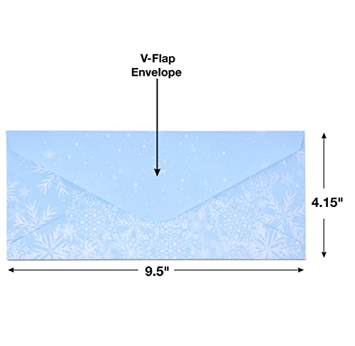 Christmas Snowflake Envelopes #10 Holiday Blue Winter Pack of 120