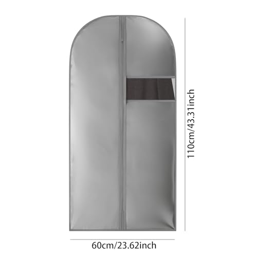 Kimmama Garment Bag 2-Piece Set for Short Clothes, 23.6" x 43.3", Grey