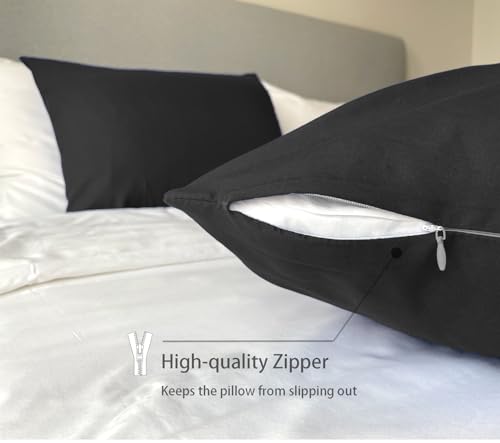 iMaylex 1800 Series Brushed Microfiber Body Pillowcase, Black, 20x48 Inch