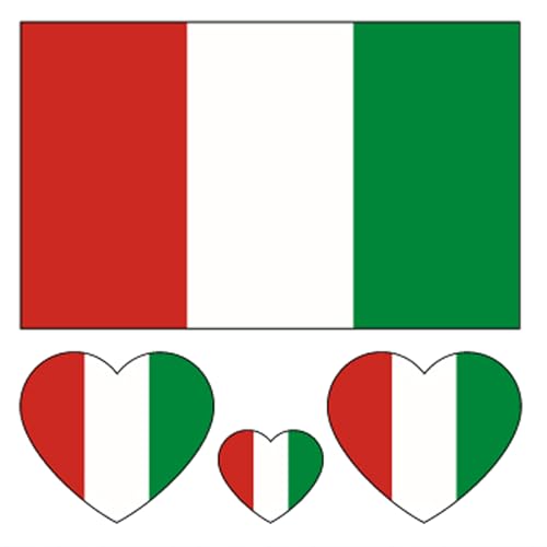 Italian Flag Temporary Tattoos - 100pc Patriotic Italy Fake Tattoo Stickers