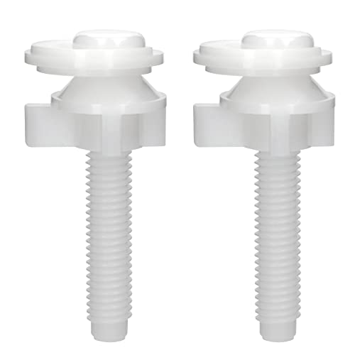 Sankoly 2 Pack Plastic Toilet Seat Hinge Bolts with Nuts & Washers - Easy Replacement