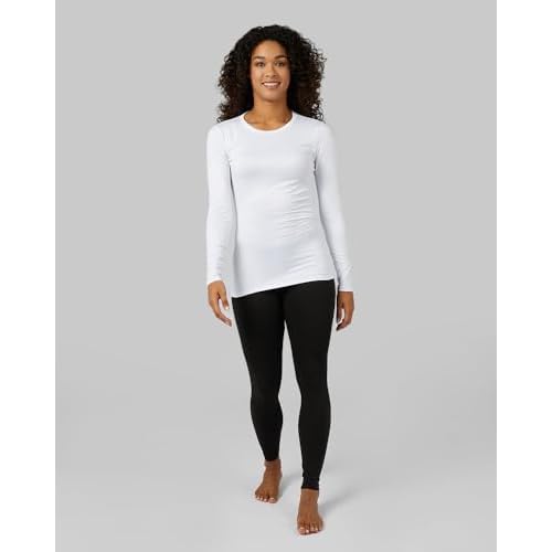 32 Degrees Heat Women's Lightweight Crew Base Layer Top | Form Fitting | Long Sleeve | 4-Way Stretch | Thermal