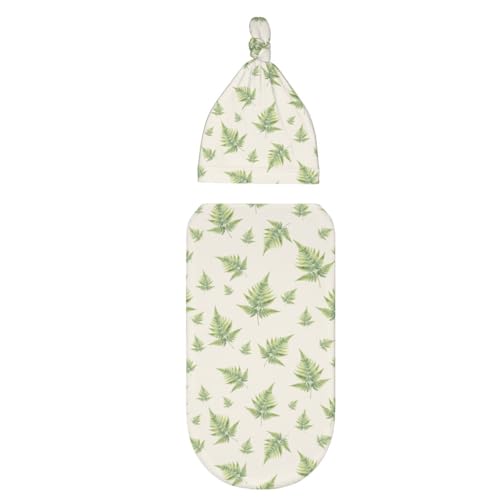 Personalized Baby Swaddle Blanket with Custom Name - Fern Print