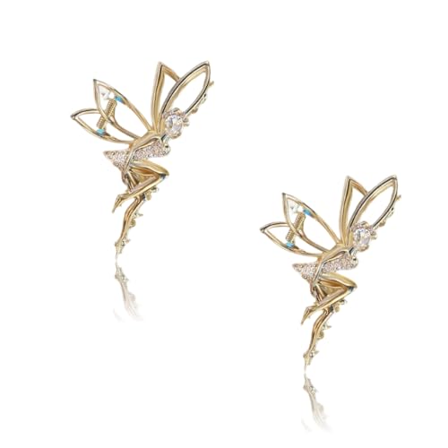Metal Rhinestone Hair Claw Clips Set - Gold Crystal Hair Barrettes for Thick Hair