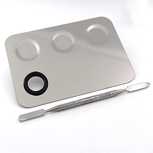 Miamay Stainless Steel Makeup Mixing Palette with Spatula Tool
