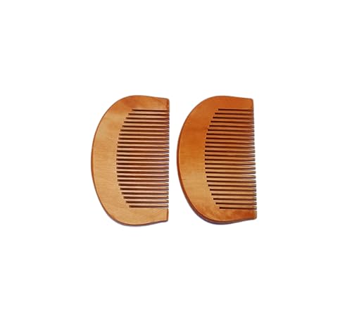 Neem Wood Hair Comb Half Moon Design 2-Pack
