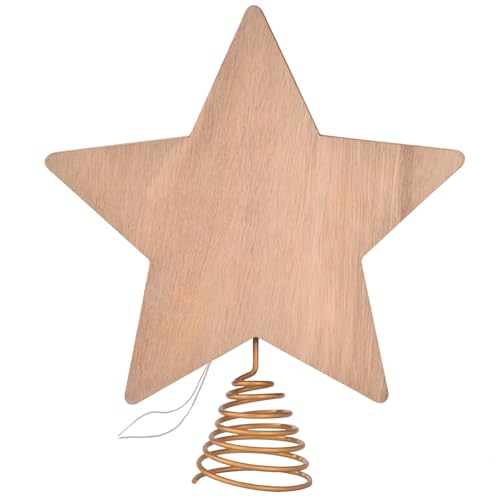 Christmas Star Tree Topper White Wooden 3D Glittered LED with Timer