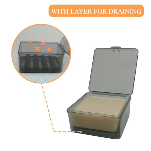 Vonpri Travel Soap Container with Draining Layer - Transparent Black