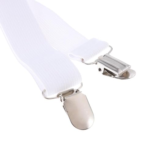 Adjustable White Bed Sheet Fasteners - Heavy Duty Elastic Straps for Fitted & Flat Sheets