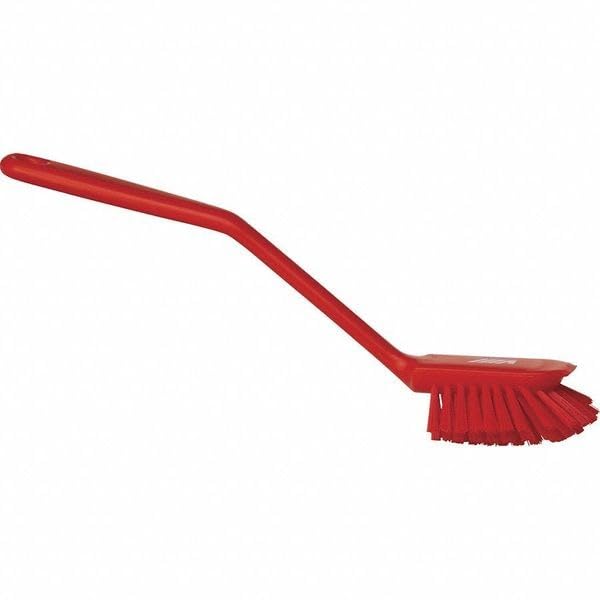Vikan Dish Brush with 8-inch Handle, Medium Bristles, Red
