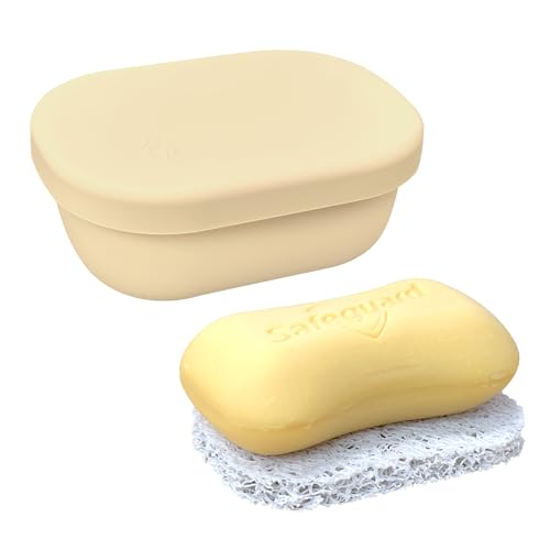 Silicone Travel Soap Case - Leakproof Soap Holder in Sand Color