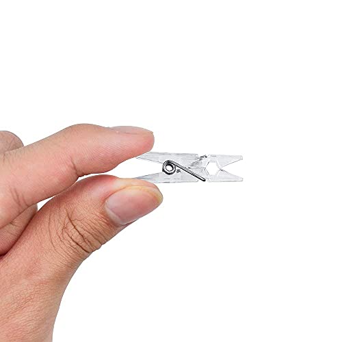 Small 128 Pcs Clear Plastic Photo Clips for Hanging, Craft & Decoration - Transparent Clips