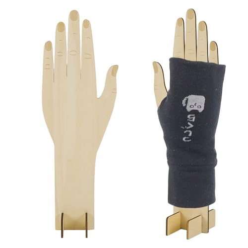Wooden Glove Display Stand for Fingerless Gloves - 1 Pair
