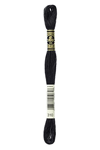 DMC Embroidery Floss Thread - Black, 8.7 Yards, 100% Cotton