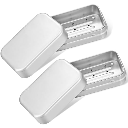 2-Pack Stainless Steel Travel Soap Cases with Draining Layer