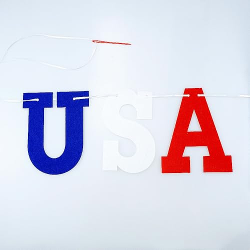 2-Pack Felt Heart USA Banner Garland for 4th of July Decorations