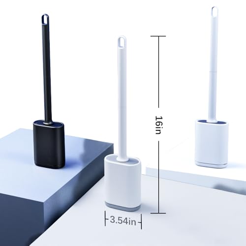 Kucucyle Dual-Sided Silicone Toilet Brush & Holder Set - Gray RV Cleaner