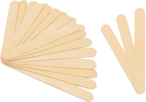 Mibly Jumbo Wooden Craft Sticks & Wax Spatulas – 80 Pack Smooth Wood Sticks