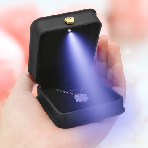KUKUVR Black Necklace Pendant Gift Box with LED Light