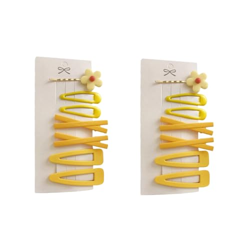 14-Piece Yellow Flower Hair Clips & Gold Barrettes Set for Women