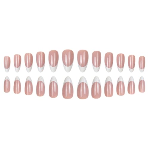 Long Ballerina French Tip Press-On Nails – 24 Count Reusable Gel Set