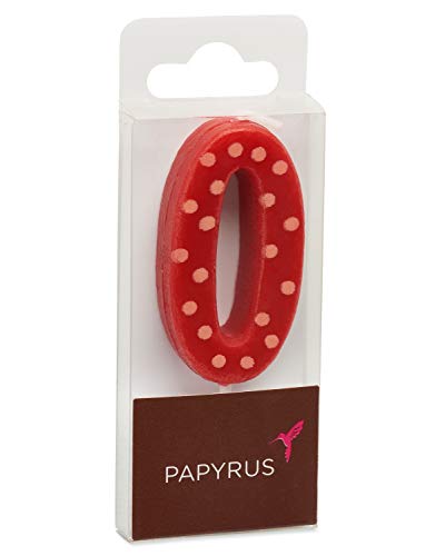 Papyrus Number 0 Birthday Candle with Red Polka Dots