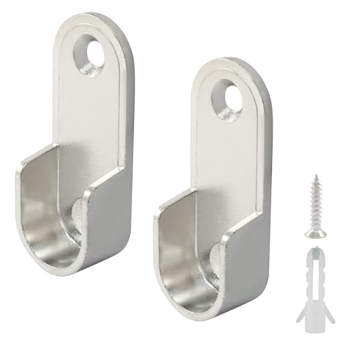 Heavy Duty Zinc Alloy Oval Closet Rod Bracket Supports - 2 Pack