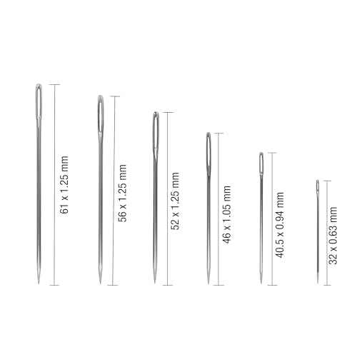 SINGER 50 Pack Large Eye Hand Sewing Needles - Assorted Sizes, Model 00133