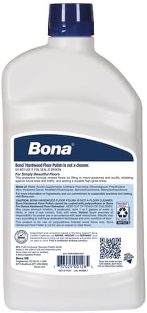 Bona Hardwood Floor Polish - High Gloss Shine & Protection - 32 fl oz - Covers 500 sq ft