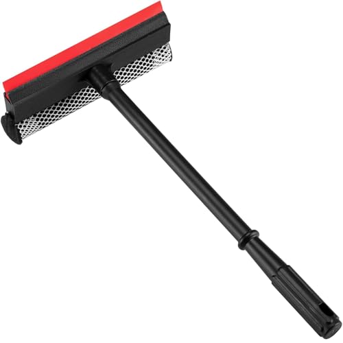 Neeklinny 2-in-1 Window Squeegee with 16" Long Handle for Home & Car Cleaning