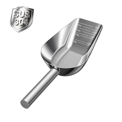 SSyang 1-Cup Pet Food Scoop, Stainless Steel Measuring Scoop for Dogs & Cats